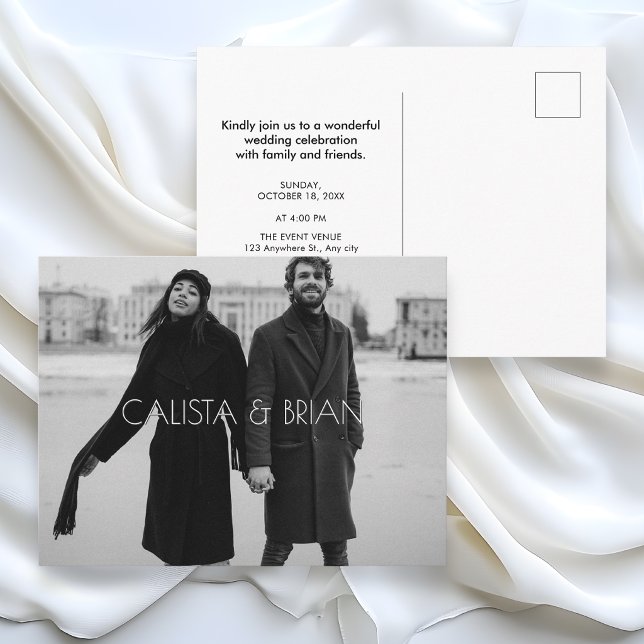 Postal Foto de boda elegante en blanco y negro (Subido por el creador)