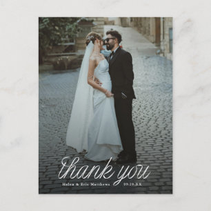 Postal Foto de boda minimalista con cinta y letra script
