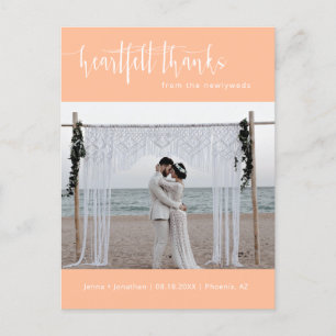 Postal Foto de Boda Minimalista Peach