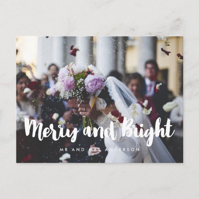Postal Foto de boda moderno de Merry y Bright (Anverso)