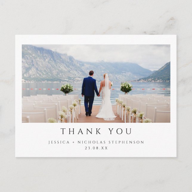 Postal Foto de Boda Simple Plano Gracias (Anverso)