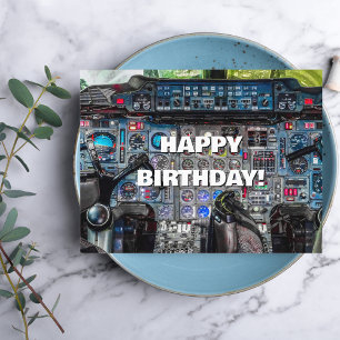 Postal Foto de cabina de vuelo del avión, cumpleaños de G