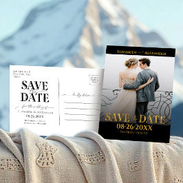 Postal Foto de caligrafía de Relieve metalizado dorado Gu