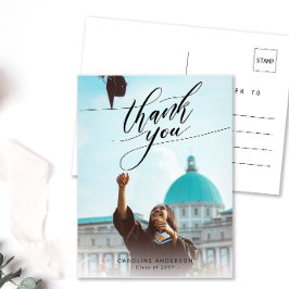 Postal Foto de Caligrafía Graduación Agradecimiento en Bl