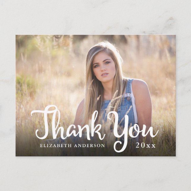 Postal Foto de Caligrafía Graduación Gracias  (Anverso)