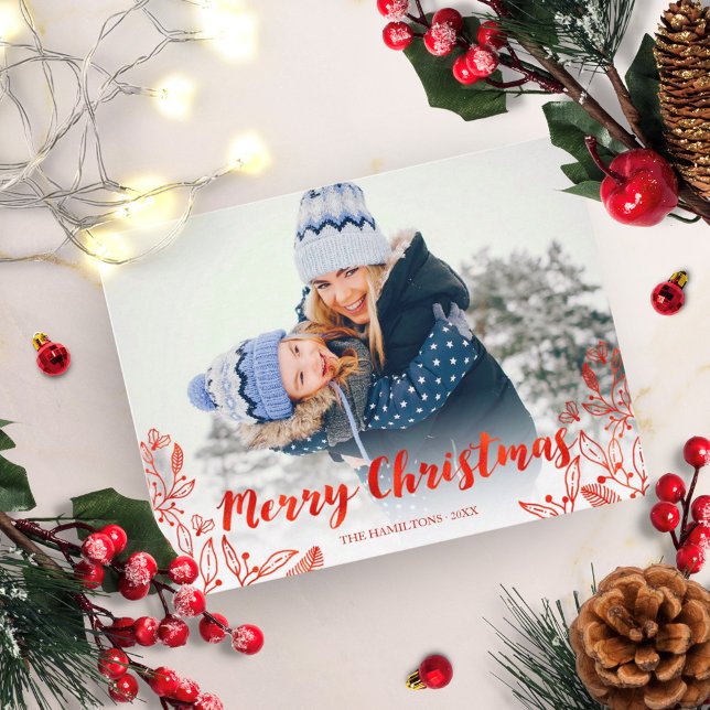 Postal Foto de caligrafía roja curada Feliz Navidad (Subido por el creador)