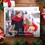 Postal Foto de Calligraphy Heart Happy Holidays<br><div class="desc">Caligrafía moderna guión del corazón Felices vacaciones foto postal</div>
