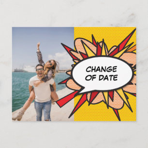 Postal Foto de cambio de fecha postergada libro de cómics