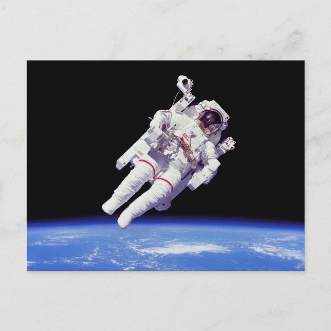 Postal Foto de caminata espacial con mochila propulsora d (Anverso)
