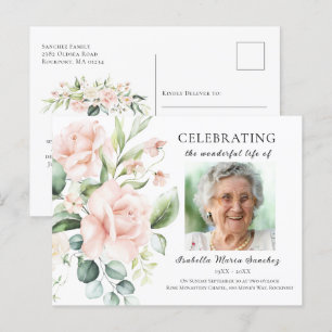 Postal Foto de Celebración de la Vida con Rosa Rosa Flora