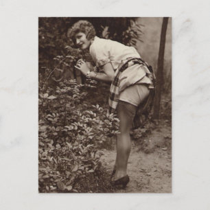 Postal Foto de chica de Vintage risque