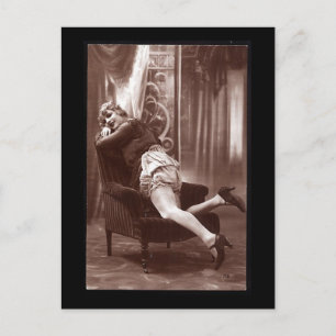 Postal Foto de chica de Vintage risque