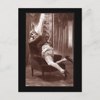 Postal Foto de chica de Vintage risque