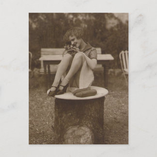 Postal Foto de chica de Vintage risque Pin up