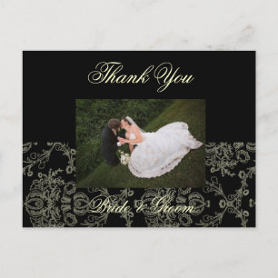 POSTAL FOTO DE CREAM DAMASK WEDDING GRACIAS