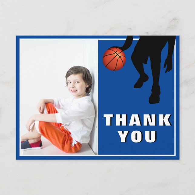 Postal Foto de cumpleaños de baloncesto moderno gracias (Anverso)