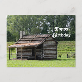 Postal Foto de cumpleaños de cabaña de troncos rústica
