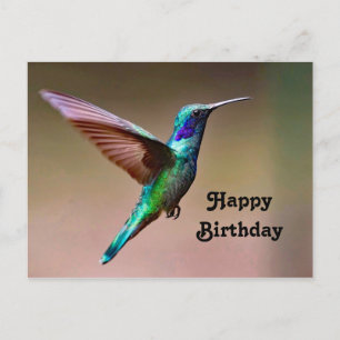 Postal Foto de cumpleaños del colibrí verde de vida silve