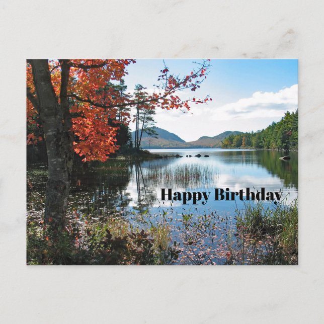 Postal Foto de cumpleaños del paisaje del lago Maine Acad (Anverso)