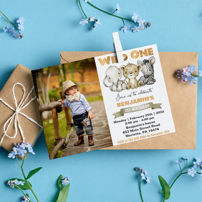 Postal Foto de cumpleaños Safari Animales Acuarela Wild O (Subido por el creador)