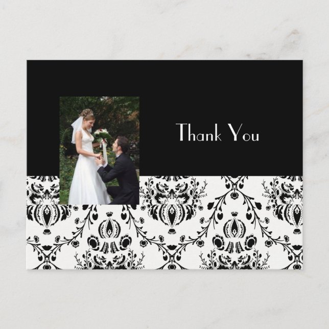 POSTAL FOTO DE DAMASK WEDDING GRACIAS (Anverso)