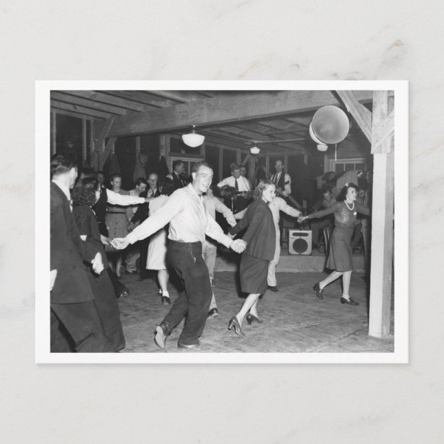 Postal Foto de danza cuadrada vintage de 1944 (Anverso)