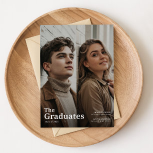 Postal Foto de dos graduados agradecimiento conjunto de g
