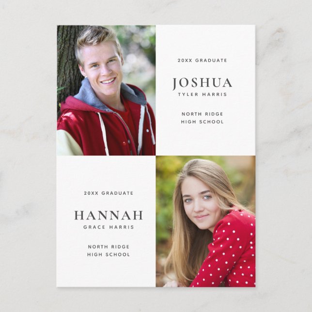 Postal Foto de dos graduados de doble graduación (Anverso)