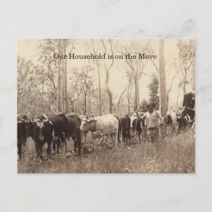 Postal Foto de época de una familia en movimiento con gan
