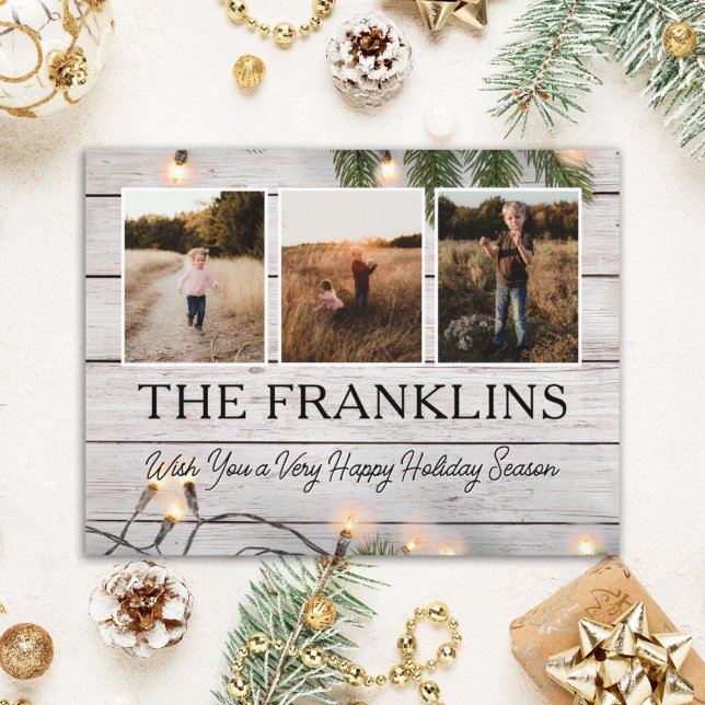 Postal Foto de Evergreens y Rustic Wood Navidades (Subido por el creador)