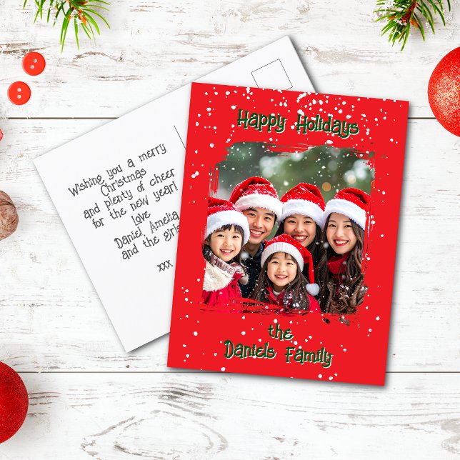 Postal Foto de familia de nieve de Navidades pequeños (Subido por el creador)