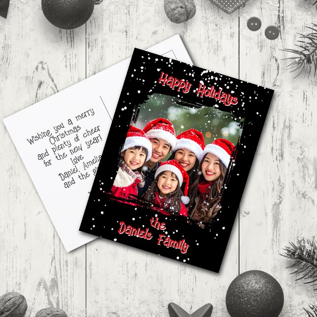Postal Foto de familia de nieve de Navidades pequeños (Subido por el creador)