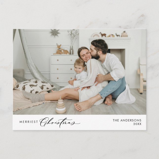 Postal Foto de familia en Navidad más alegre, felicidad d (Anverso)
