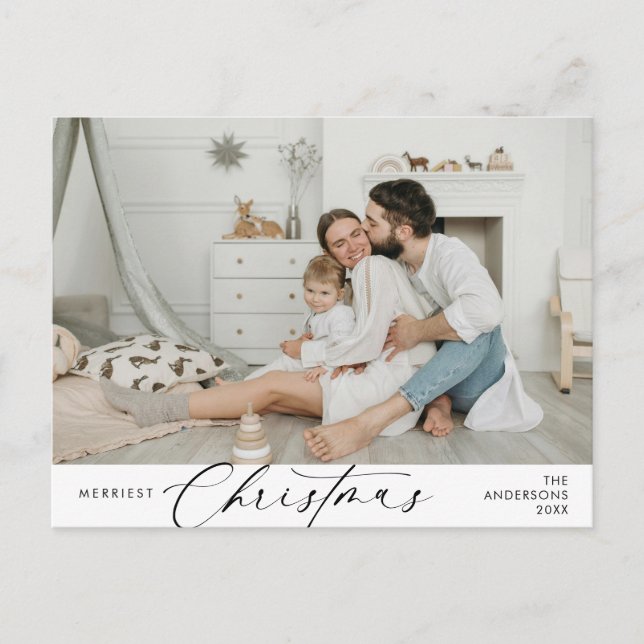 Postal Foto de familia en Navidad más alegre, felicidad d (Anverso)