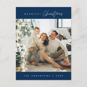 Postal Foto de familia en Navidad más alegre, verde esmer