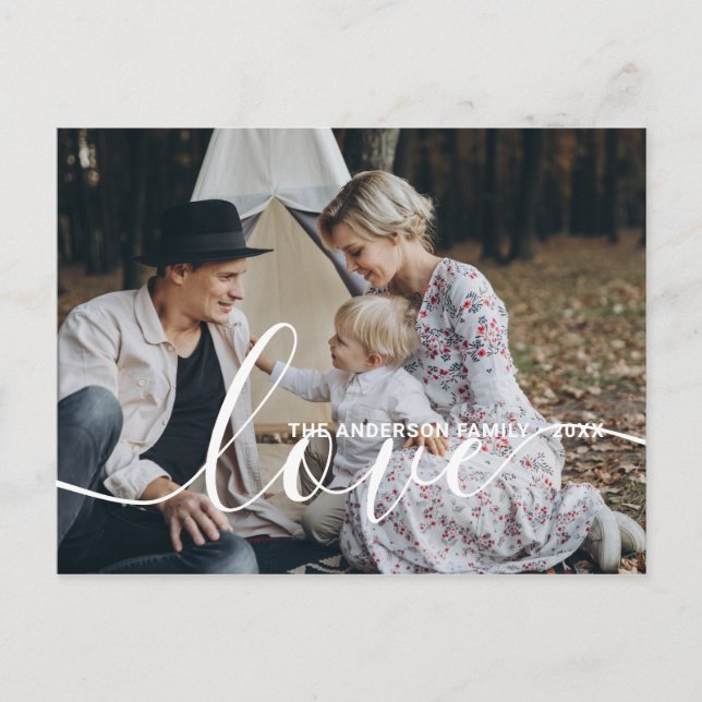 Postal Foto de familia personalizada 'Amor' con nombre pe (Anverso)