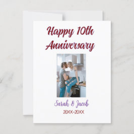 Postal Foto de feliz 10º aniversario de boda nombre de la