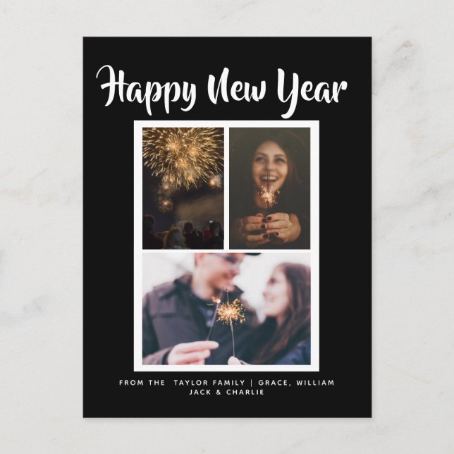 Postal Foto de Feliz Año Nuevo personalizada (Anverso)