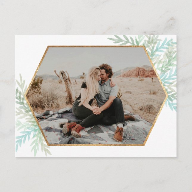 Postal Foto de feriado acuarela de las ramas de invierno (Anverso)