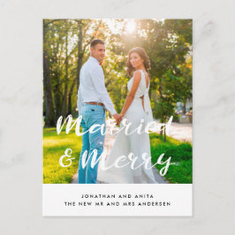 Postal Foto de feriado de Married and Merry Newlyweds