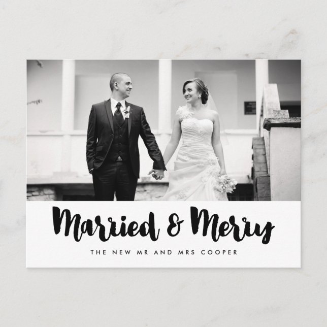 Postal Foto de feriado de Navidad casada y feroz (Anverso)