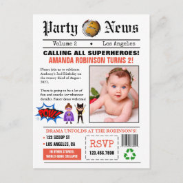 Postal Foto de fiesta de cumpleaños de superhéroes de per