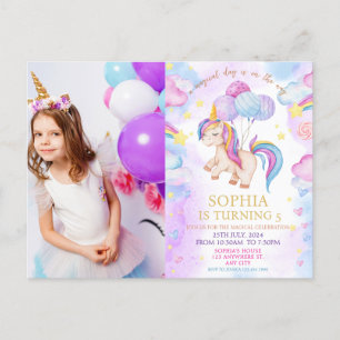 Postal Foto de fiesta de cumpleaños de Unicornio