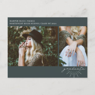 Postal Foto de fiesta de graduación de arte esmeralda en 