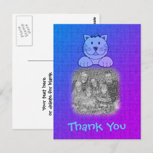 Postal Foto de gato azul lindo Gracias 