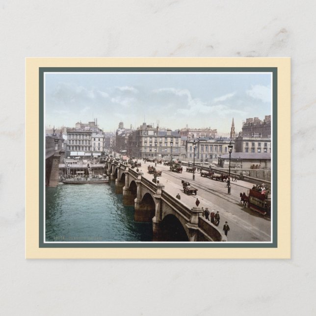 Postal Foto de Glasgow Bridge Scotland de los años 1890 (Anverso)
