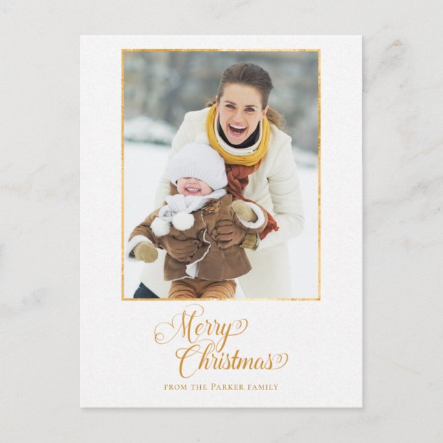 Postal Foto de Gold Radiance Merry Christmas Script (Anverso)