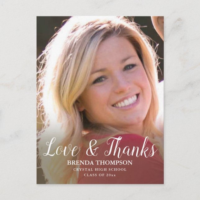 Postal Foto de graduación Amor y Gracias Guión Negro (Anverso)