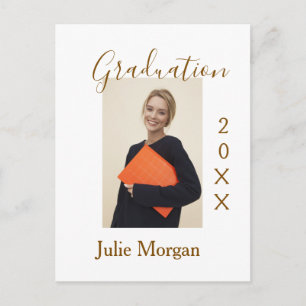 Postal Foto de graduación año dorado marrón 20XX nombresi