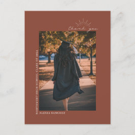 Postal Foto de graduación Arte de línea de terracota Grac